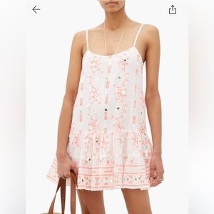 Juliet Dunn Mirror Embellished Cotton Mini Dress